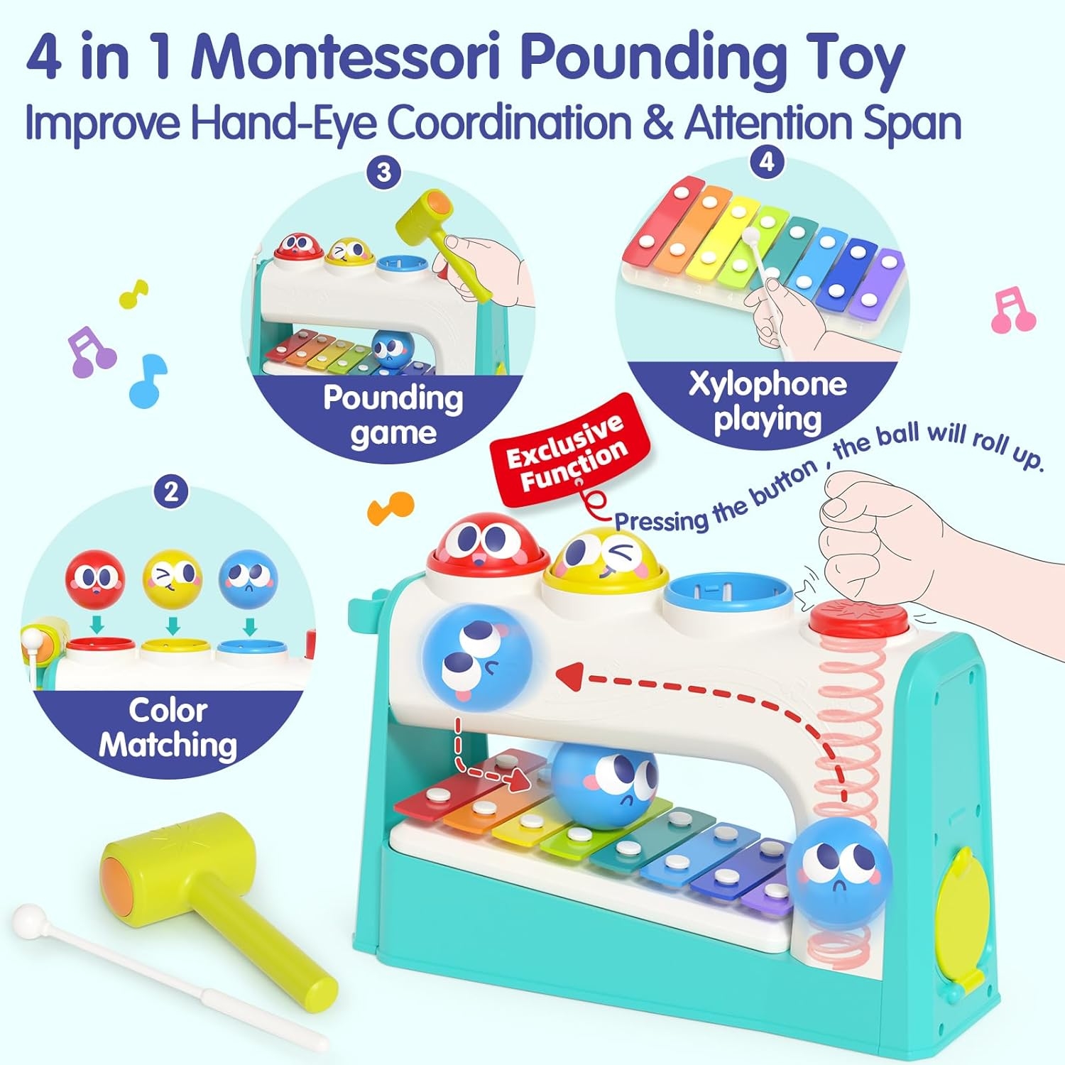 Παιχνίδι μουσικής Montessori 4 σε 1