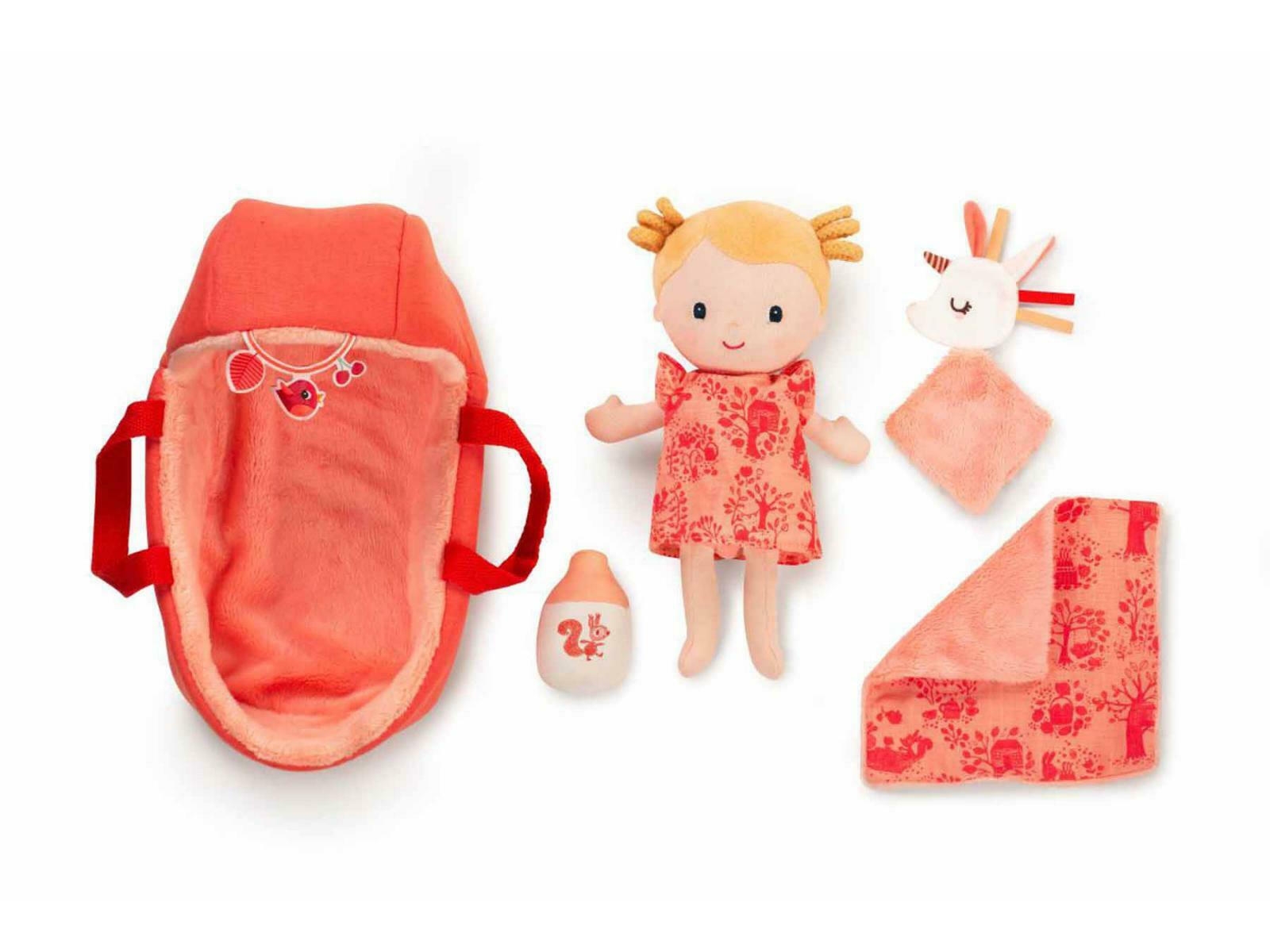 Υφασμάτινη κούκλα για μωρά - Lena & πορτμπεμπέ 27εκ