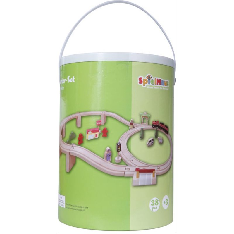 Παιδικό τρενάκι με γραμμές ξύλινο 38τεμ