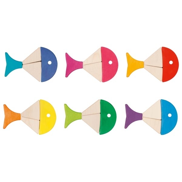 Χρώμα και σχήμα με 6 πολύχρωμα Ψάρια